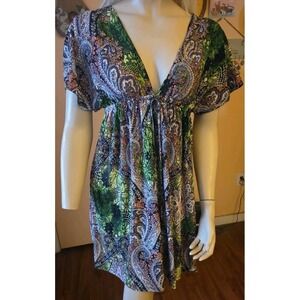 Cristinalove Mini Dress Jrs XL Babydoll Y2K Love Back Deep V Tie Waist